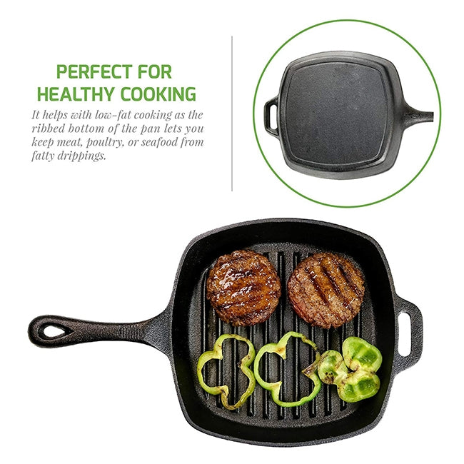 Pre-Seasoned Square Cast-Iron Grill Pan
