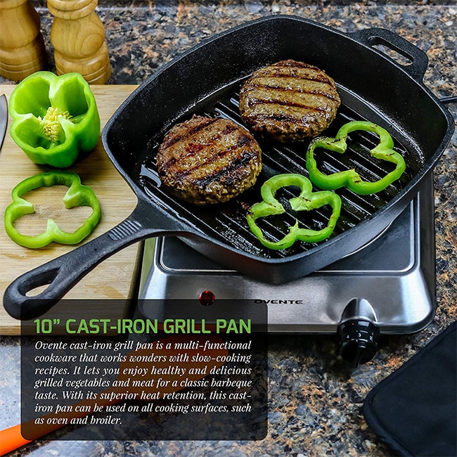 Pre-Seasoned Square Cast-Iron Grill Pan