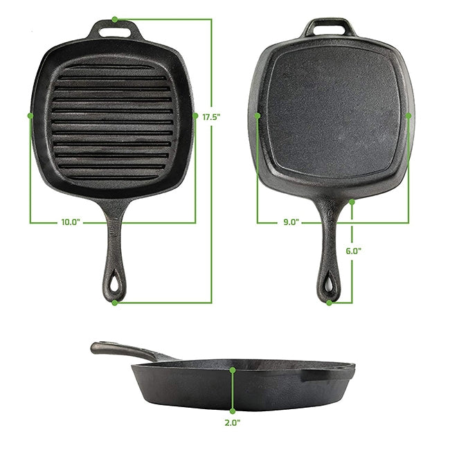 Pre-Seasoned Square Cast-Iron Grill Pan