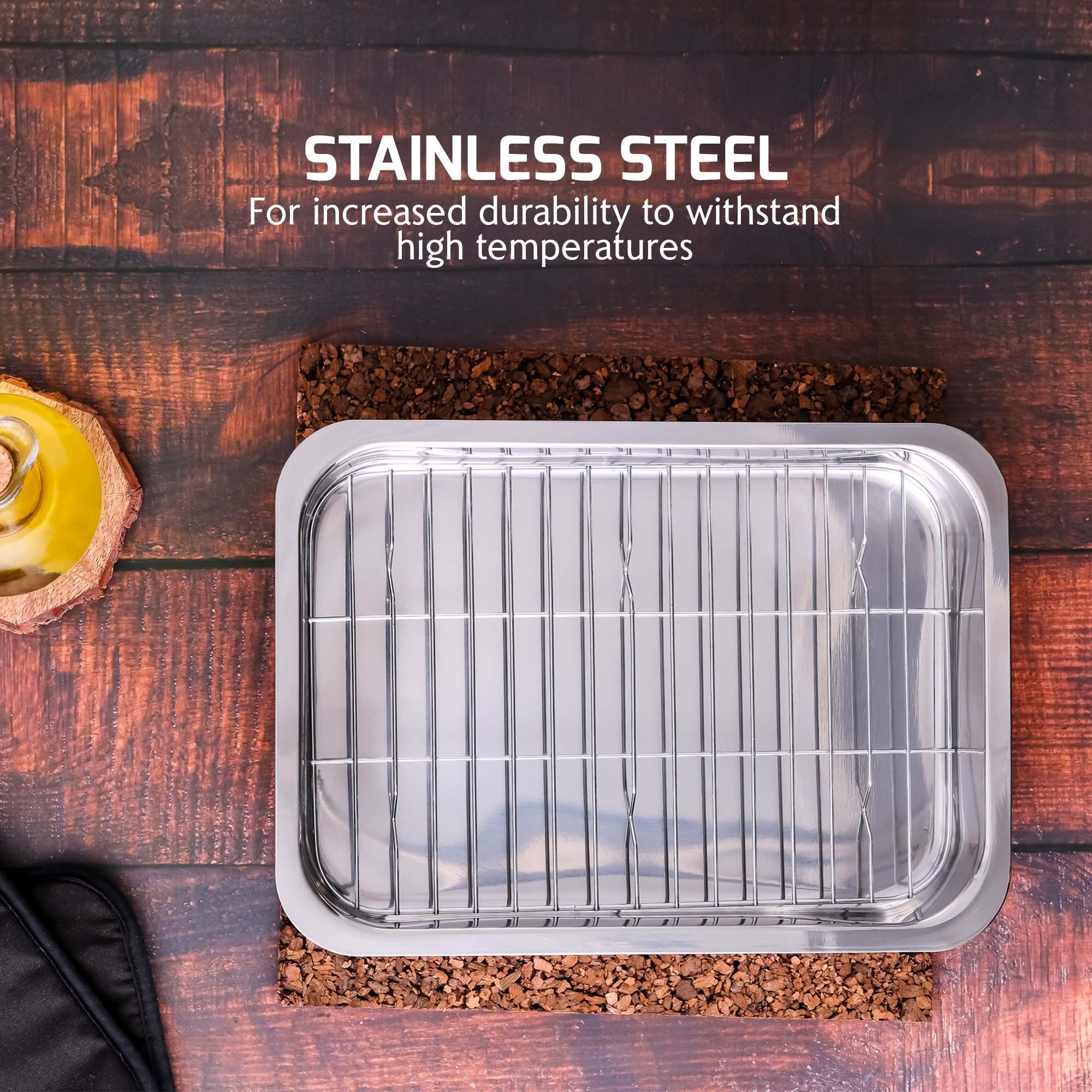Ovente Stainless Steel Non-Stick Roasting Pan with Rack CWR23131S