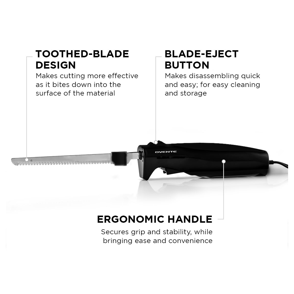 Ovente 110W Electric Kitchen Knife EK4510BB