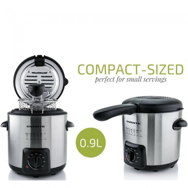 Ovente Stainless Steel Deep Fryer 0.9 Liter
