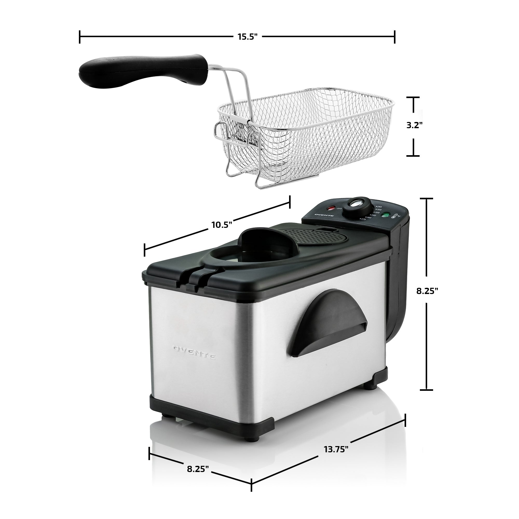 Ovente 2L Stainless Steel Deep Fryer FDM2201BR