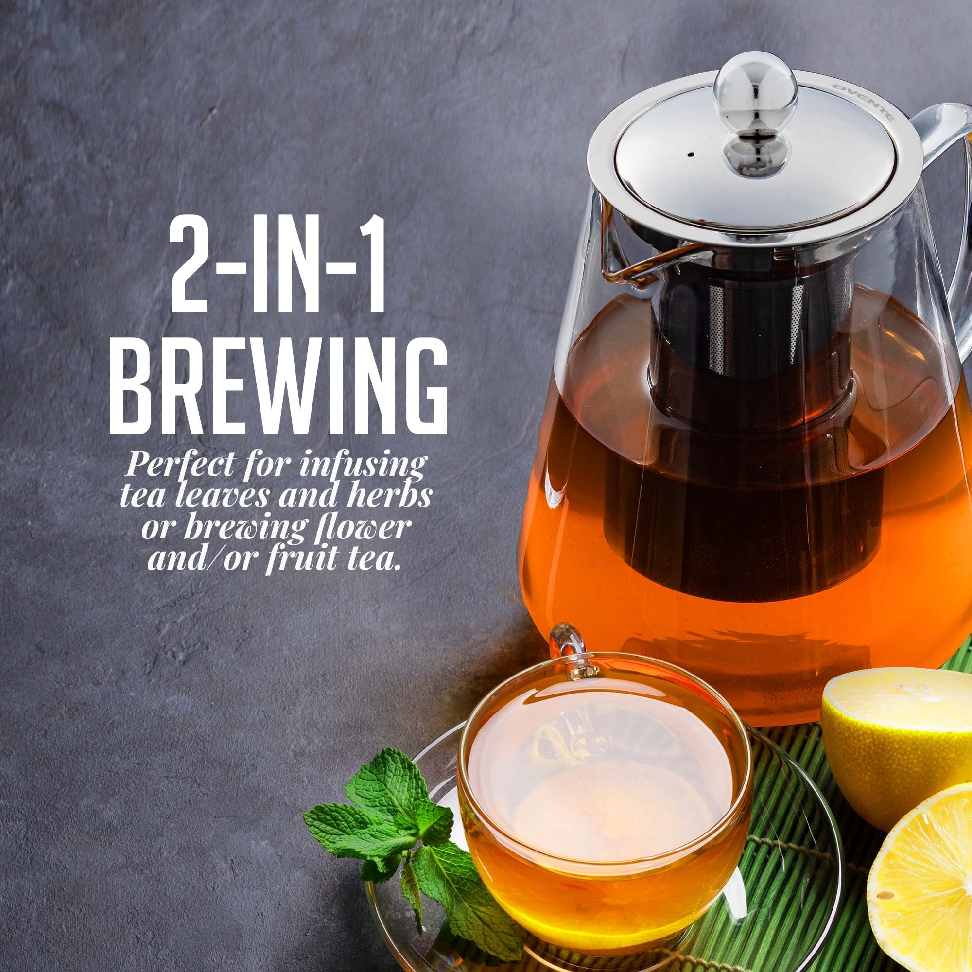 Ovente 40 oz Glass Teapot FGF40T