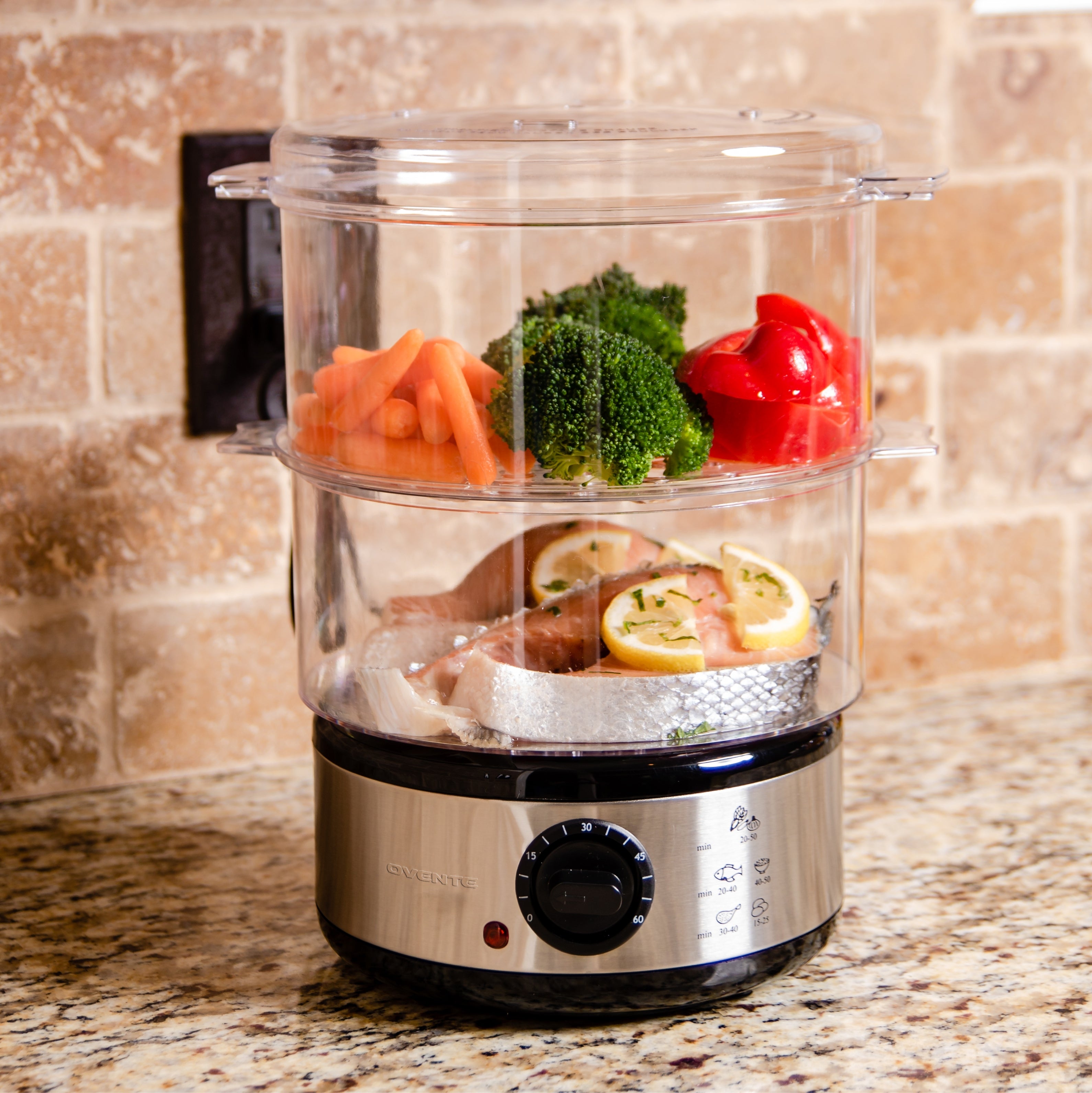 Ovente Two-Tier Electric Food Steamer FS62S