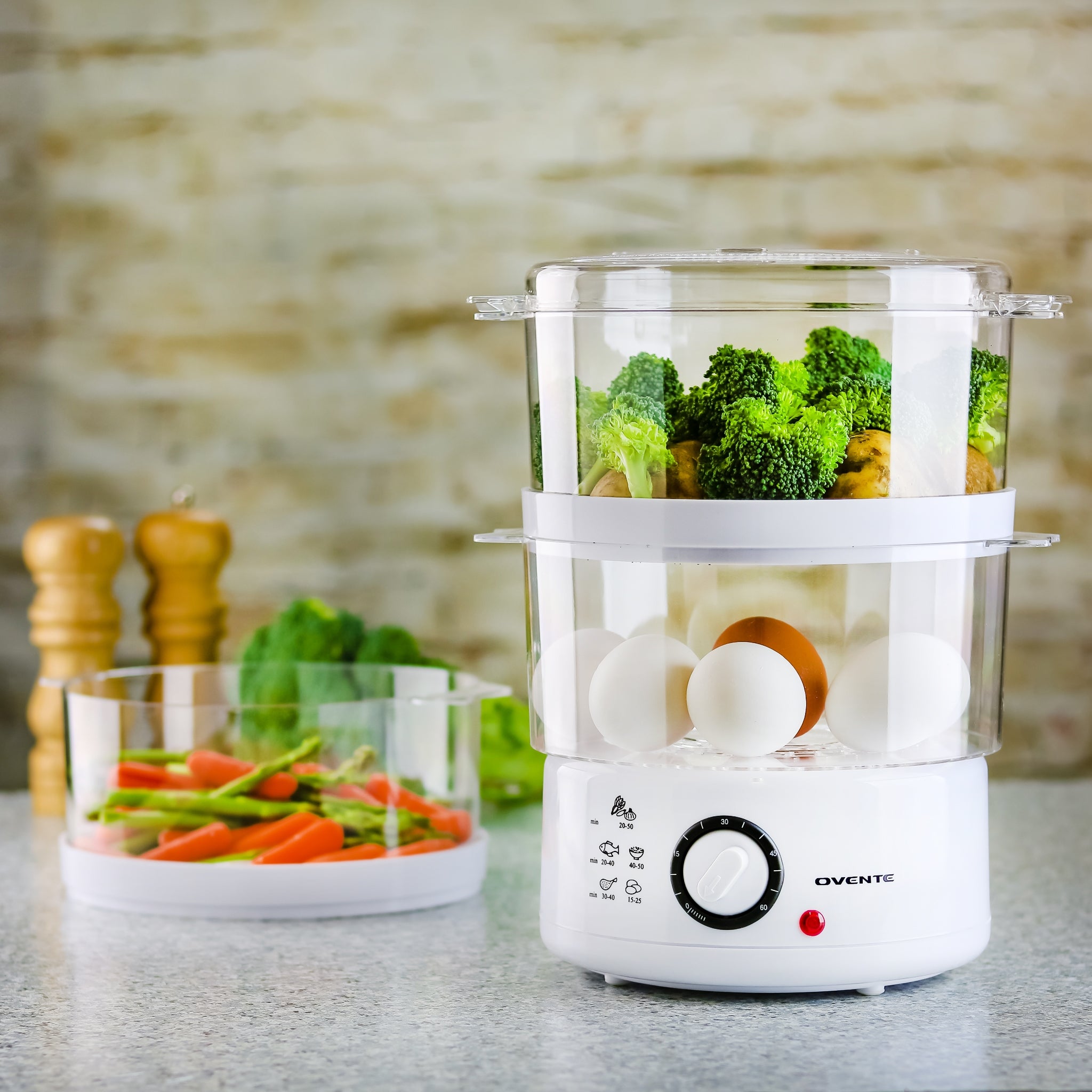 Ovente Three-Tier Electric Food Steamer FS53W
