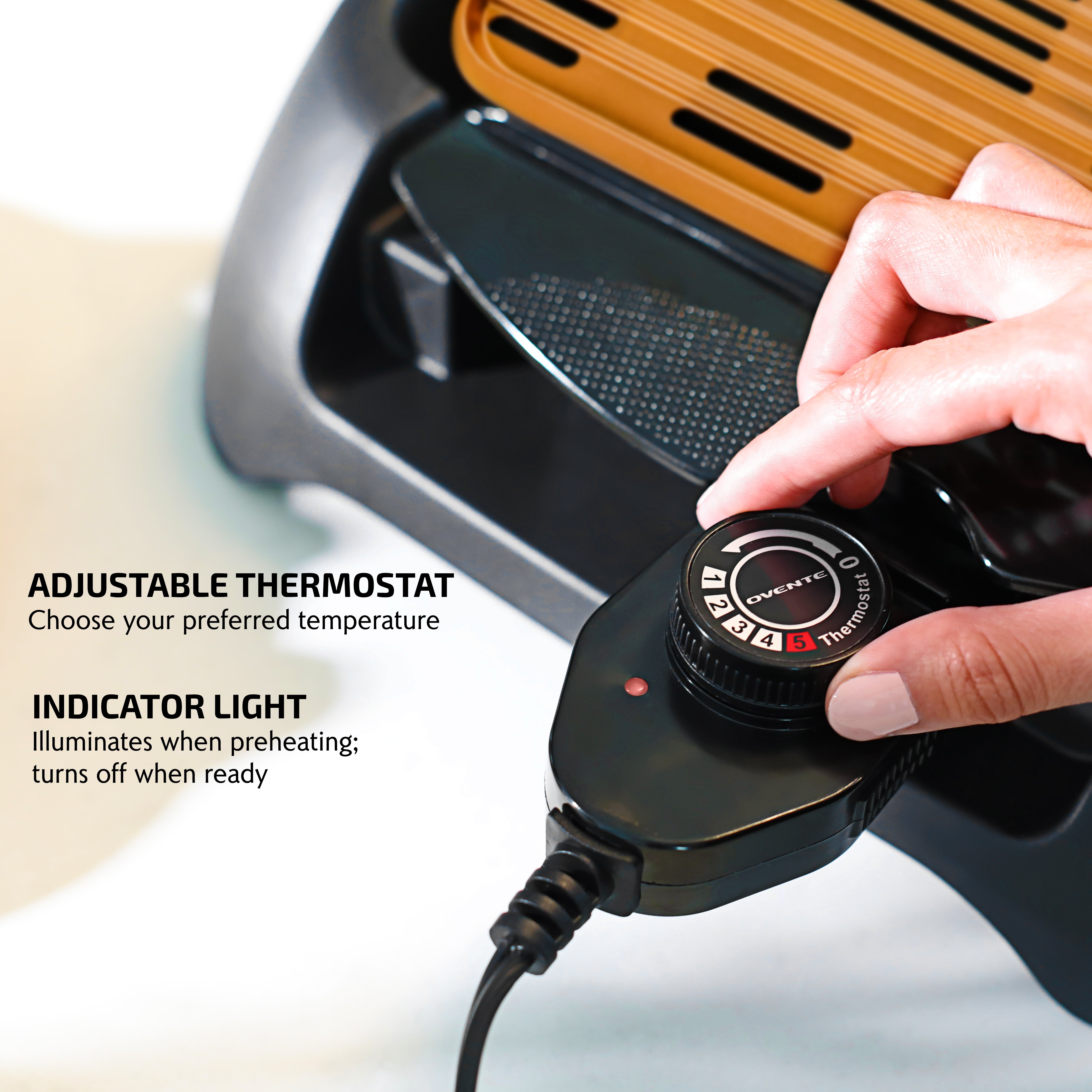 Ovente Indoor Grill with Non-Stick Copper Plate GD1632NLCO