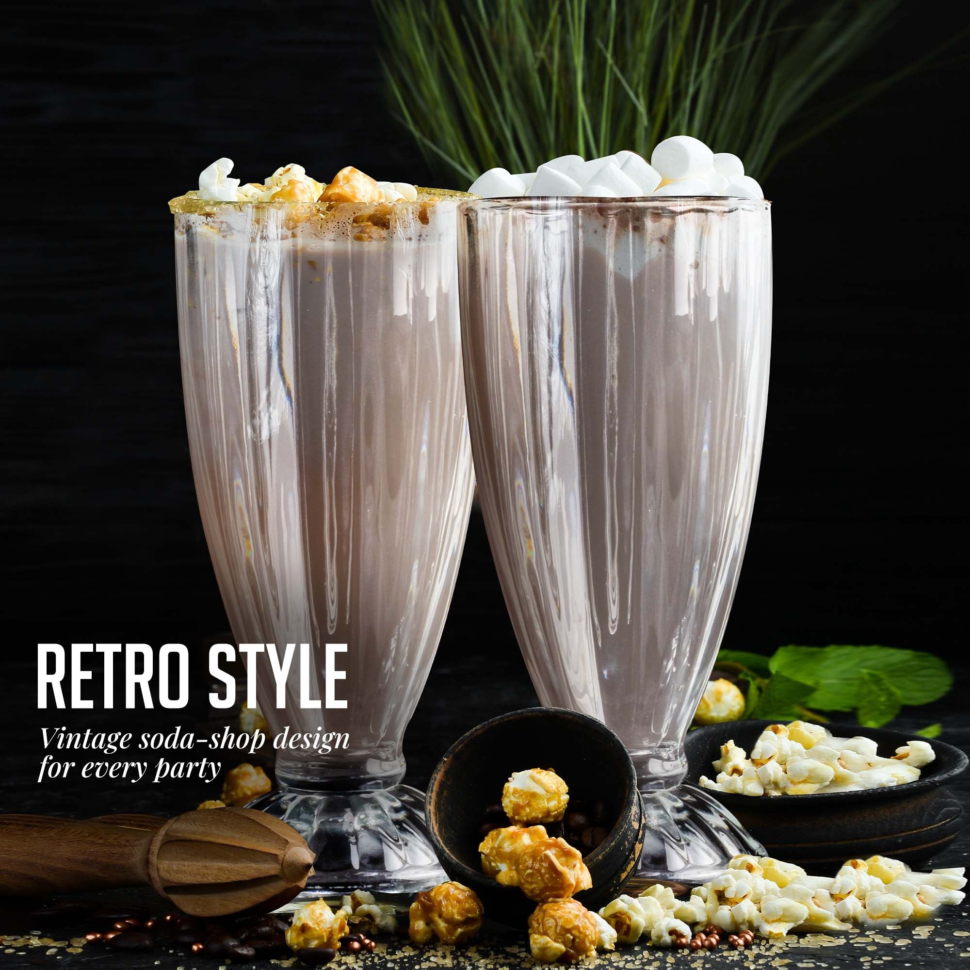 Ovente 4-Piece Milkshake Glasses Set GM22040