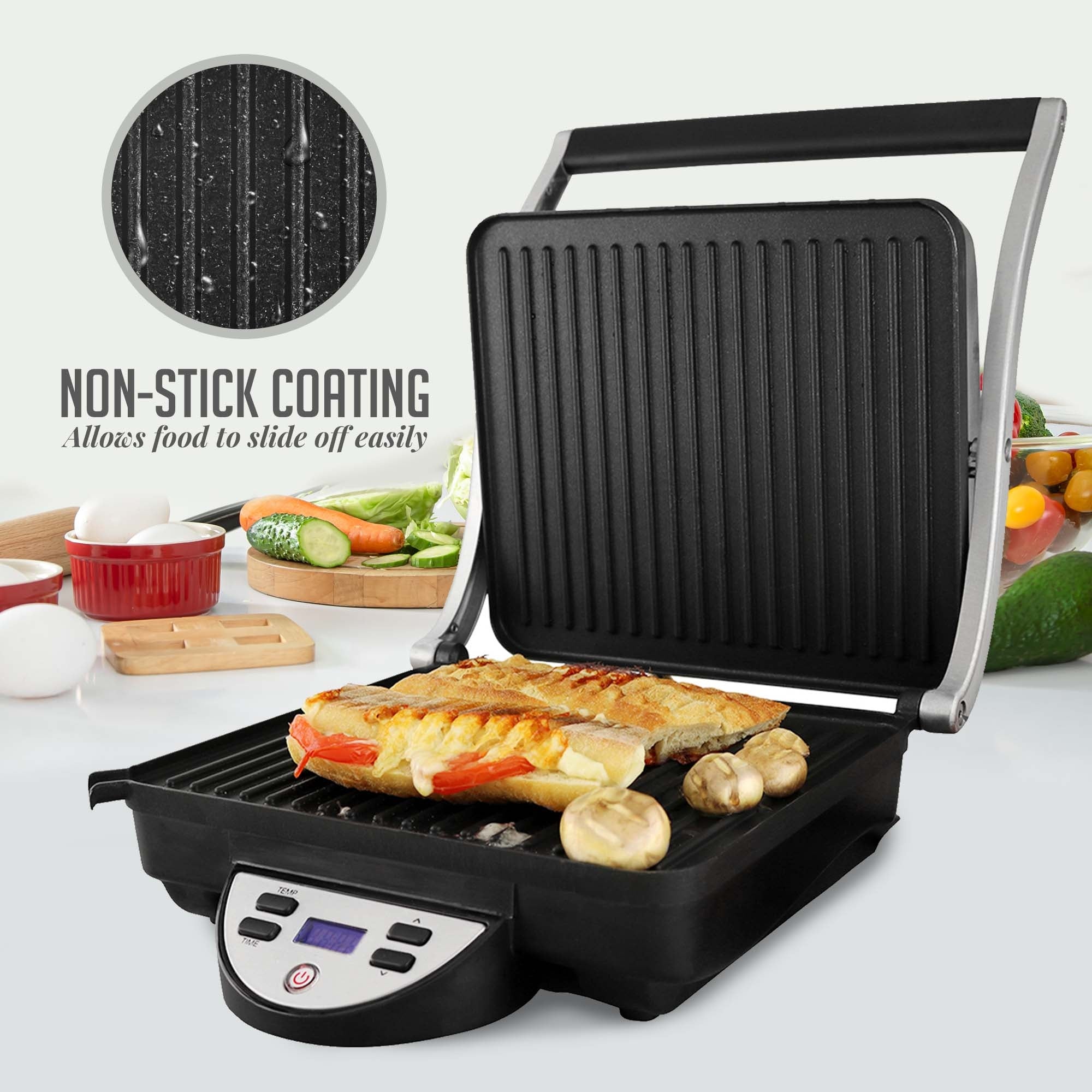 Ovente Panini Press Grill Sandwich Maker GP1000BR