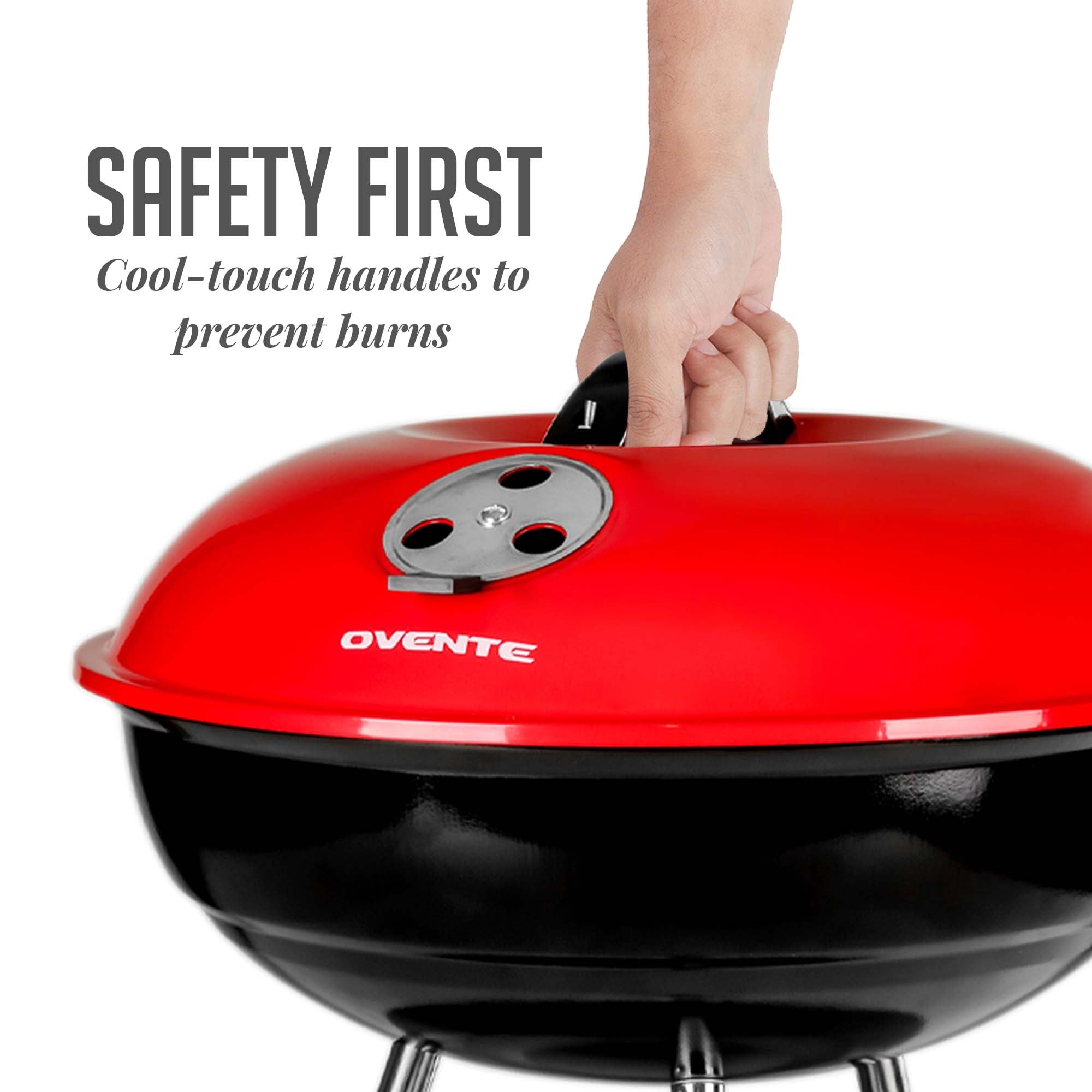 Ovente Portable Charcoal Grill with Dual-Venting System GQR0400BR