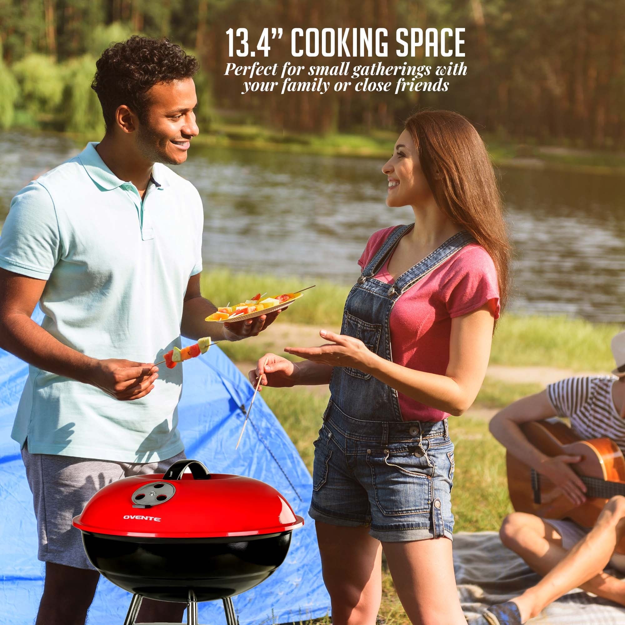 Ovente Portable Charcoal Grill with Dual-Venting System GQR0400BR