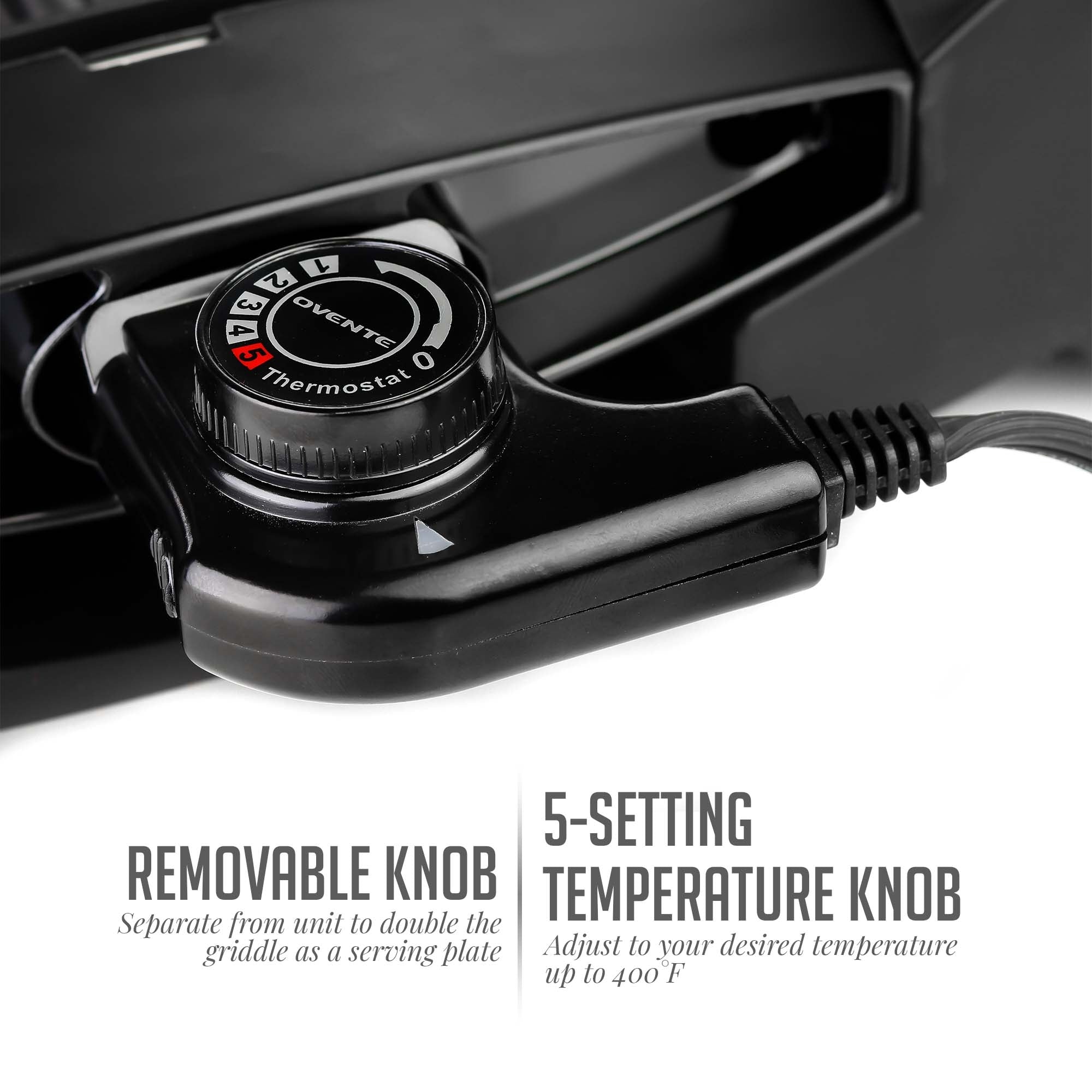 Ovente Reversible Electric Grill and Griddle with Heat-Tempered Glass Lid GR2001B