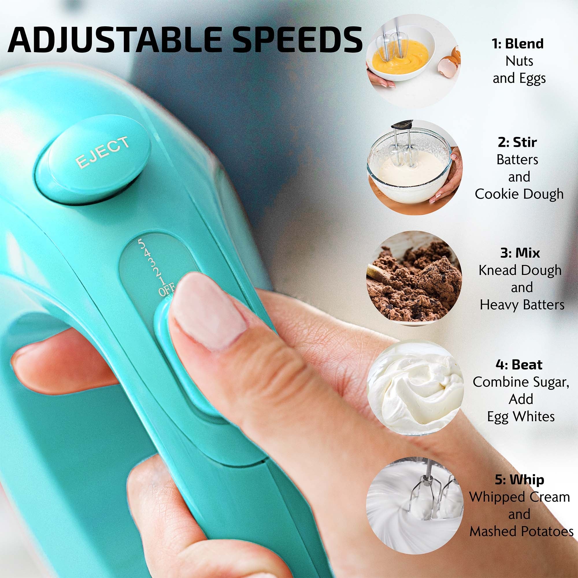 Ovente Ultra Power 5-Speed Hand Mixer HM151T