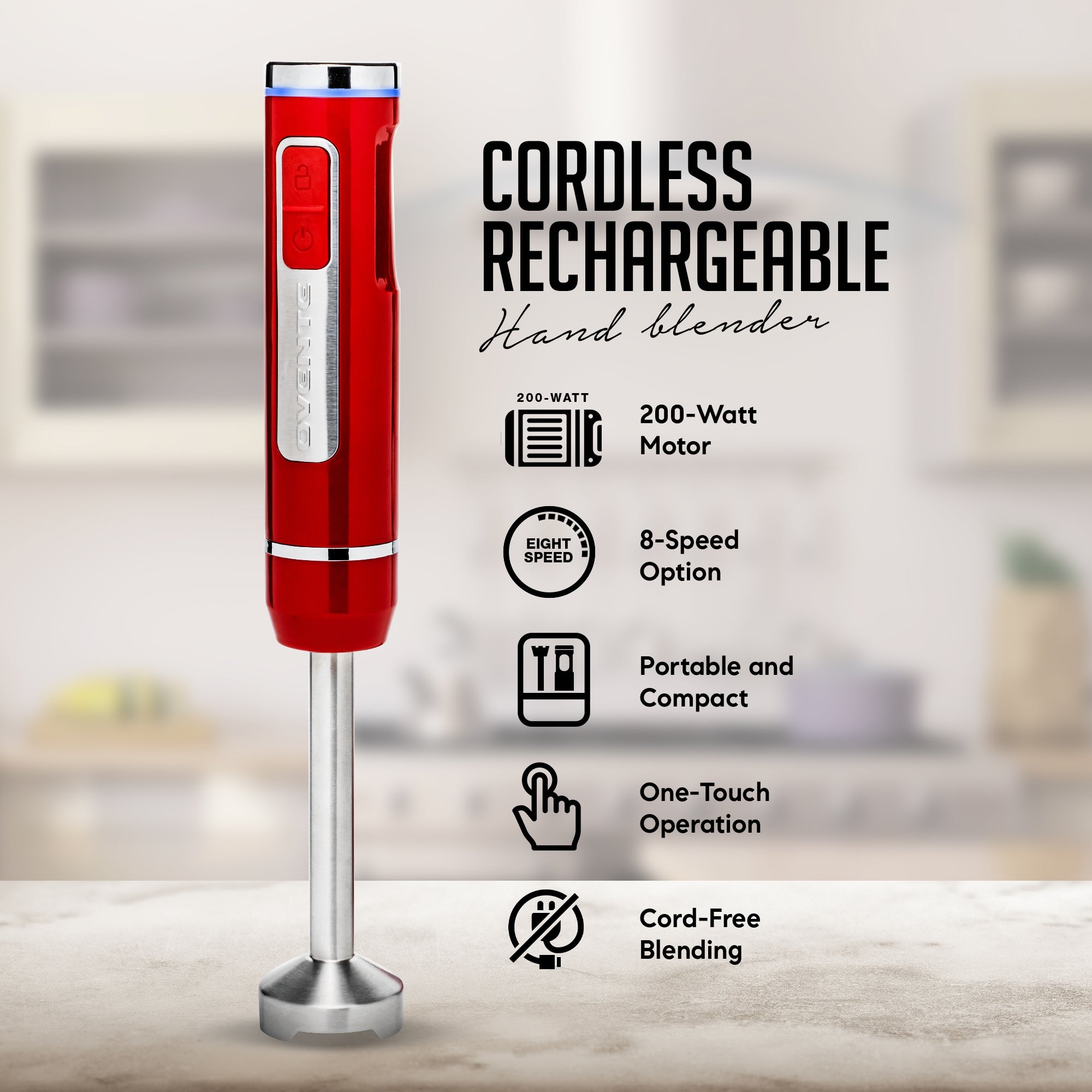 Ovente 200W Cordless Hand Blender HR781