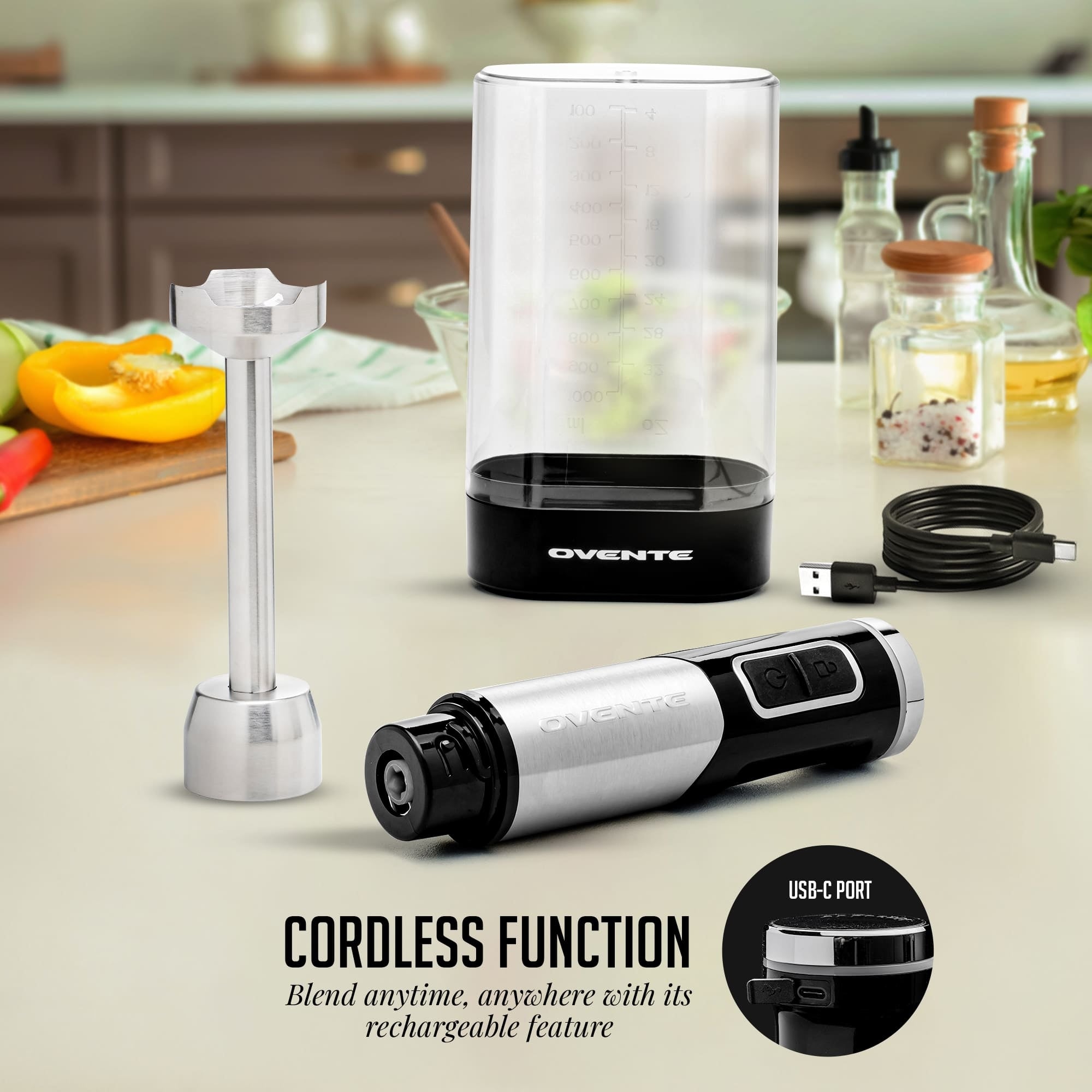 Ovente 200W Cordless Hand Blender HR981B