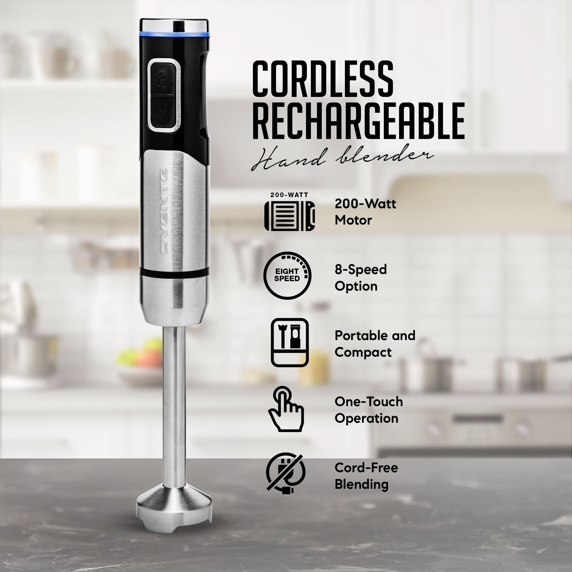 Ovente 200W Cordless Hand Blender HR981B
