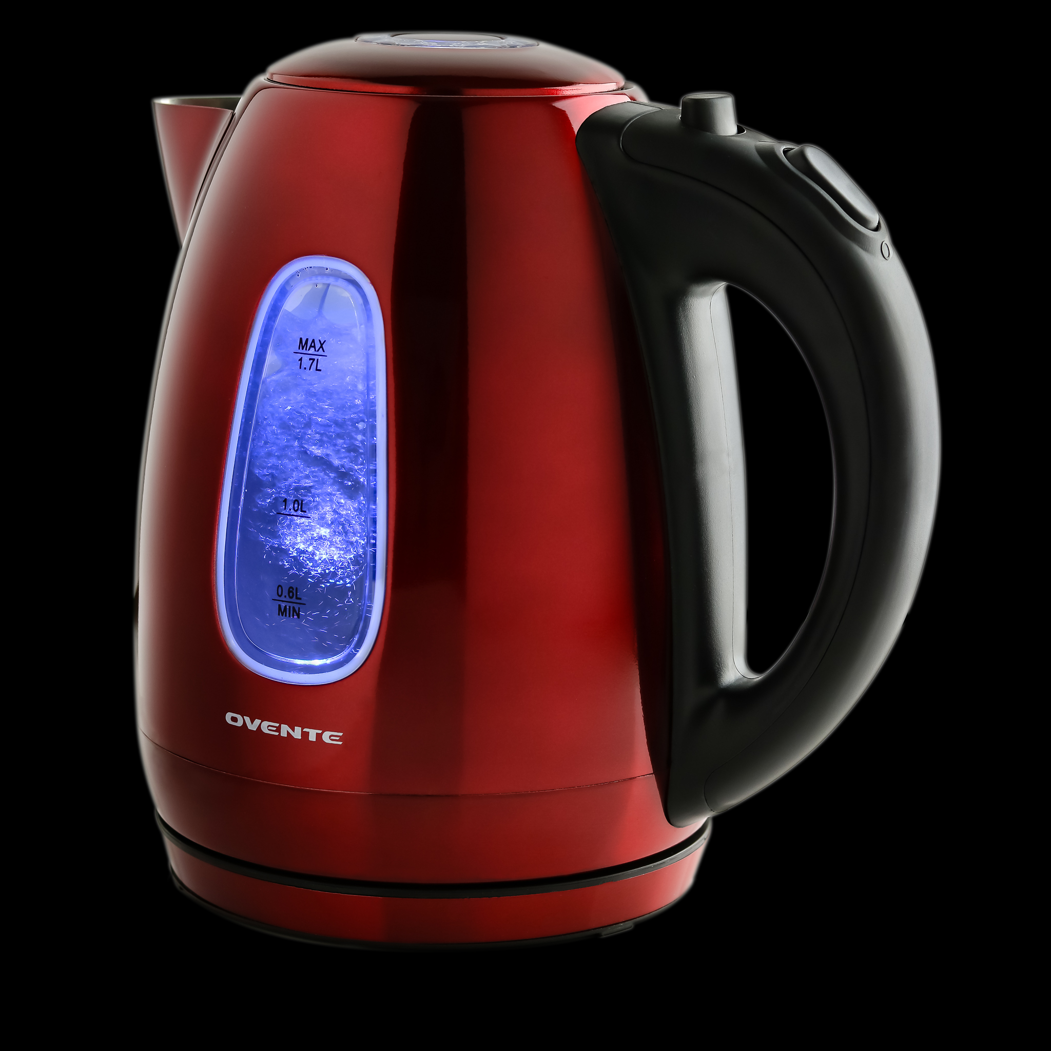 Red Ovente Stainless Steel Electric Kettle BPA-Free 1.7L