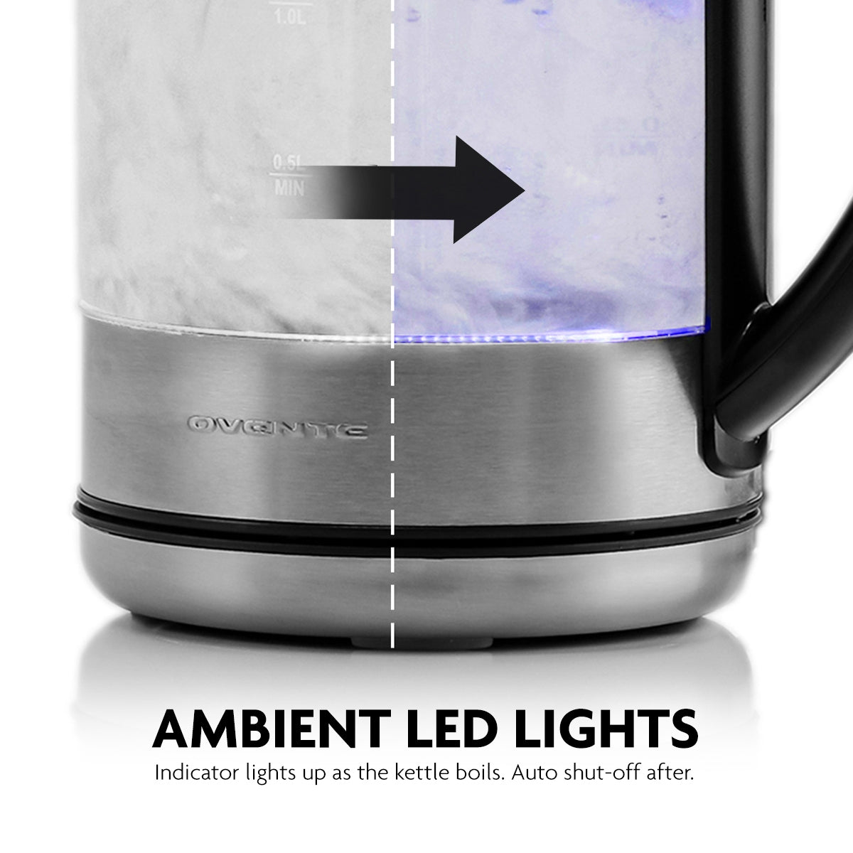 Ovente 1.7 Liter Glass Electric Hot Water Kettle With ProntoFill Technology KG612S