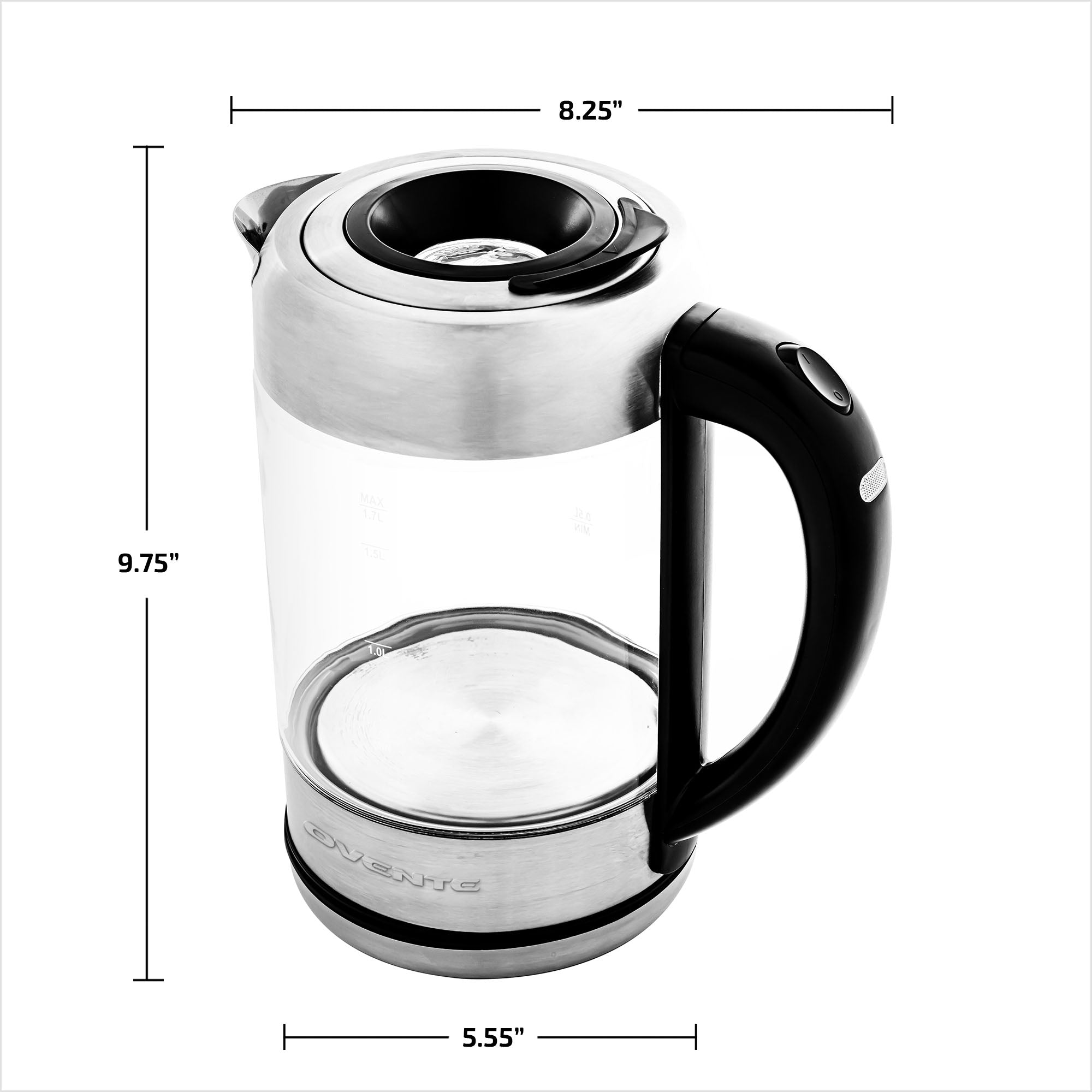 Ovente 1.7 Liter Glass Electric Hot Water Kettle With ProntoFill Technology KG612S