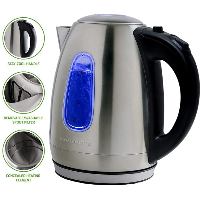 Ovente Stainless Steel Electric Kettle BPA-Free 1.7L