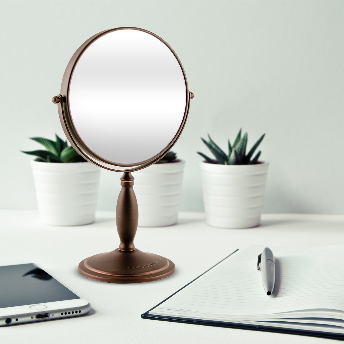 Ovente 8” Double Sided Tabletop Vanity Mirror MNLAT80ABZ1X7X