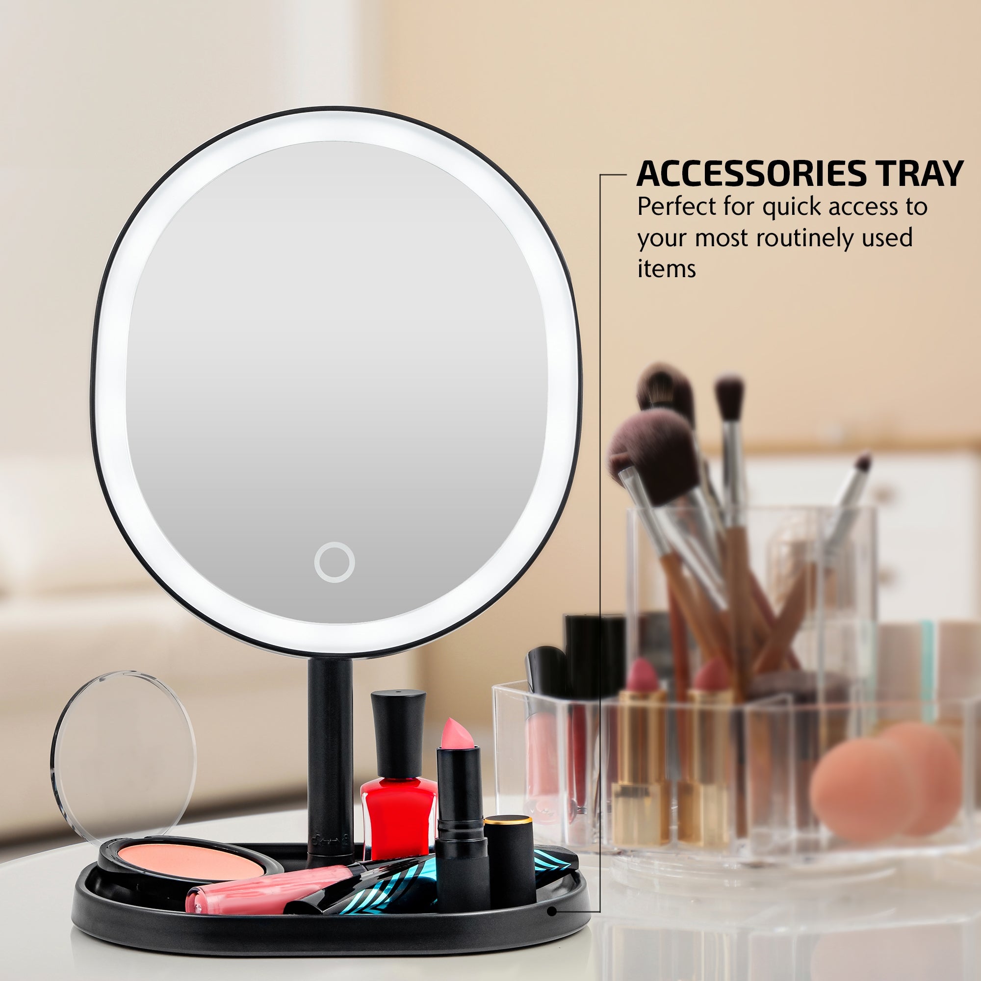 Ovente 8” Tabletop Vanity Mirror with LED Light MOT22 Series