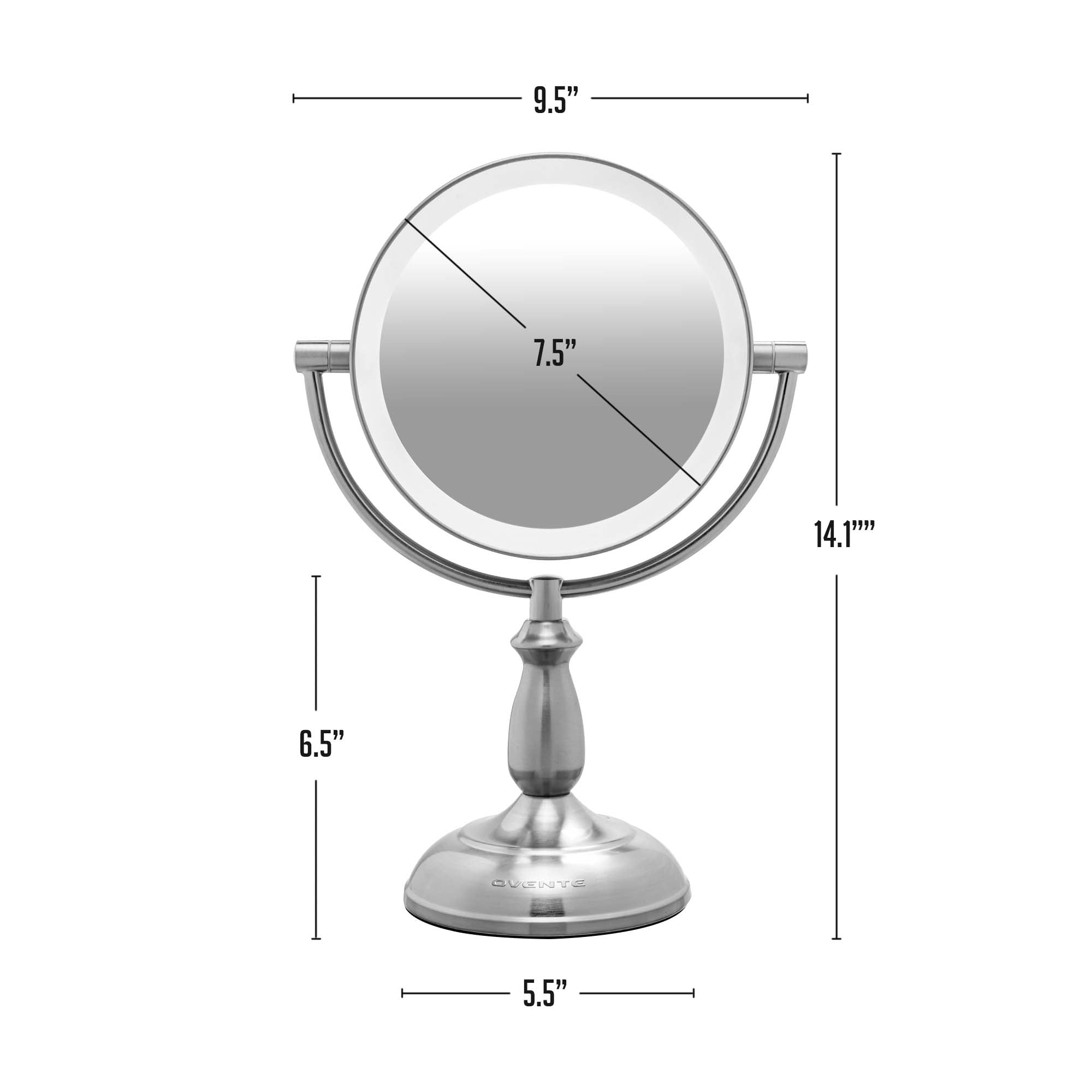 Ovente 7.5" Double Sided Tabletop Vanity Mirror with 3-Tone LED Light MPT751BR1X10X