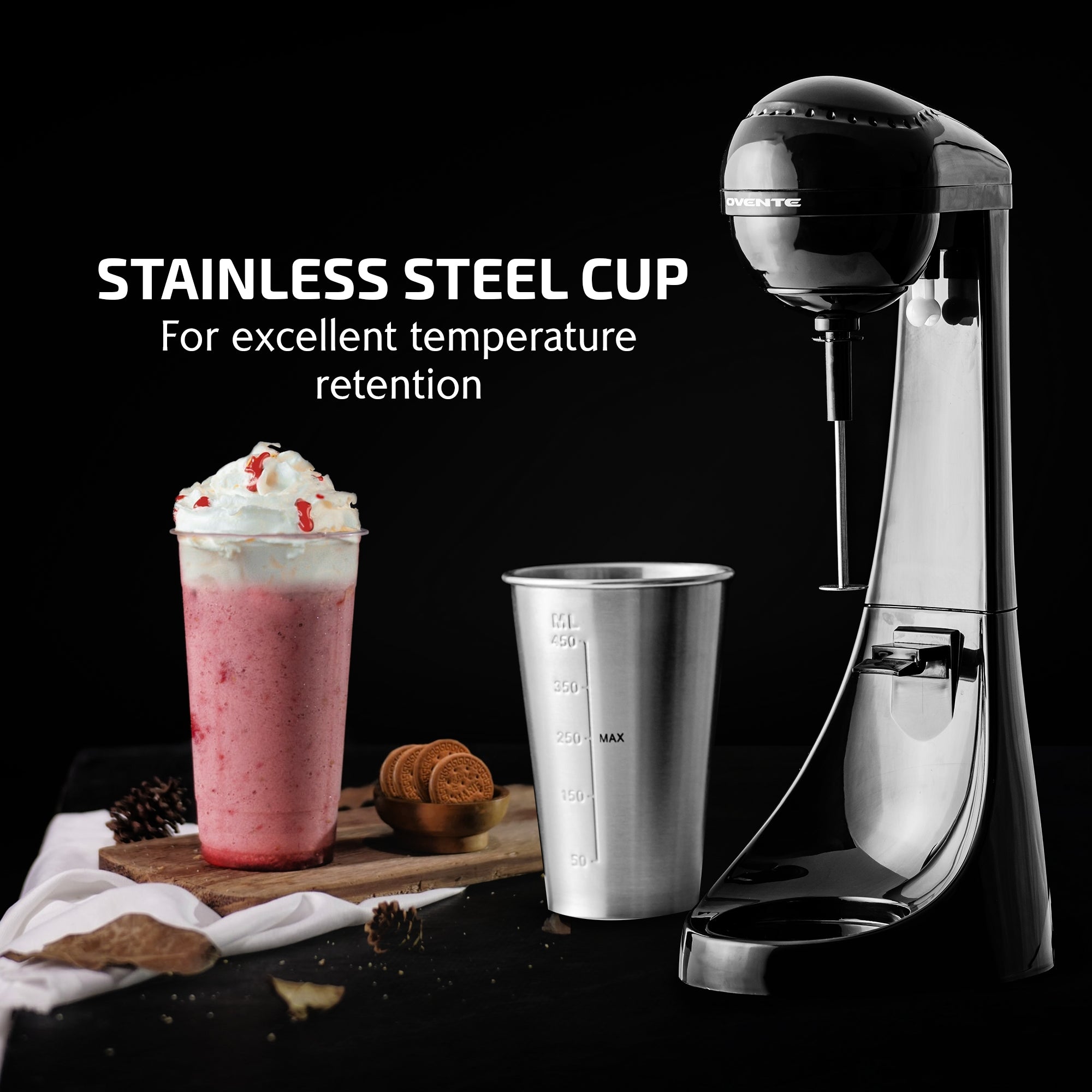 Ovente Two-Speed Classic Drink Mixer and Milkshake Maker MS2070B