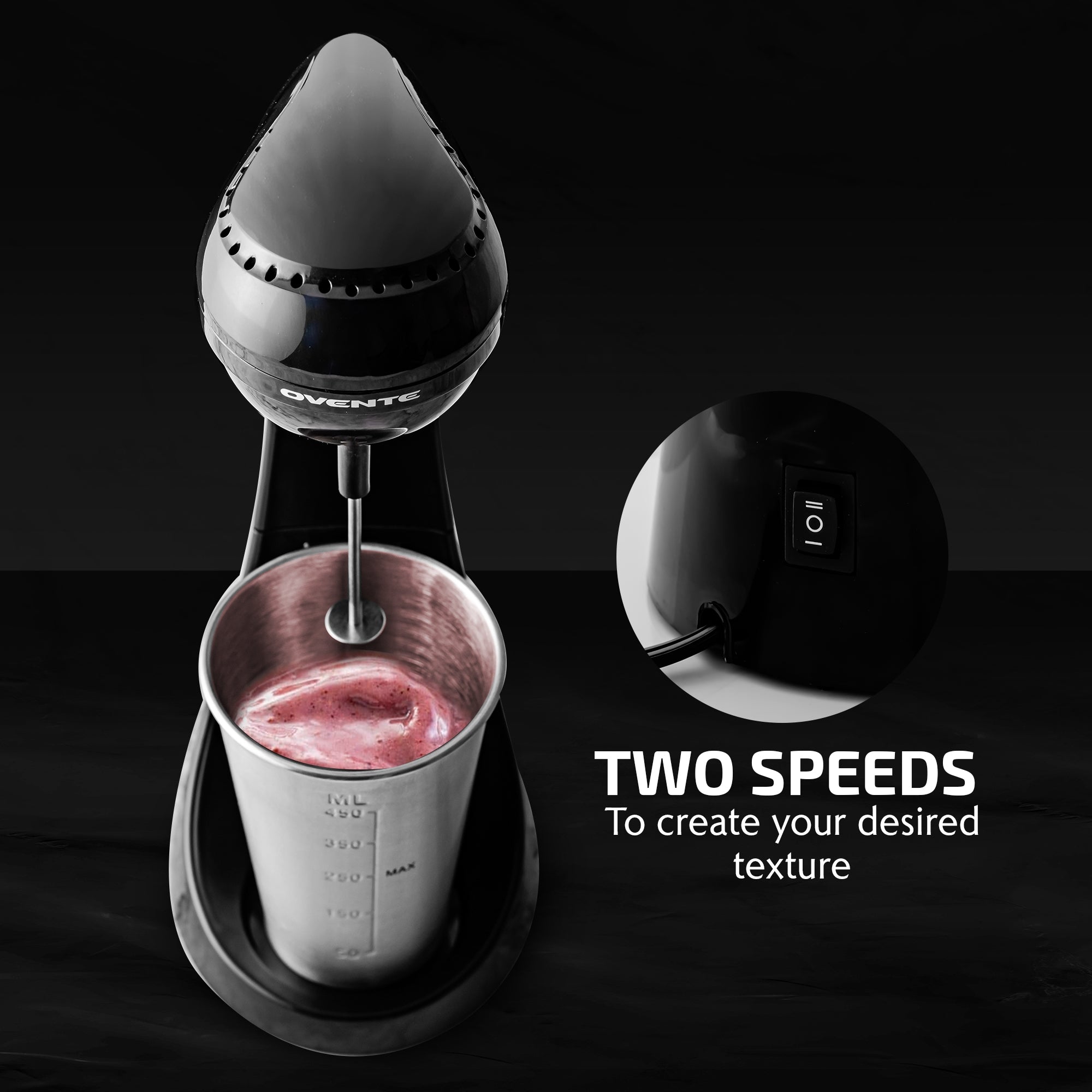 Ovente Two-Speed Classic Drink Mixer and Milkshake Maker MS2070B