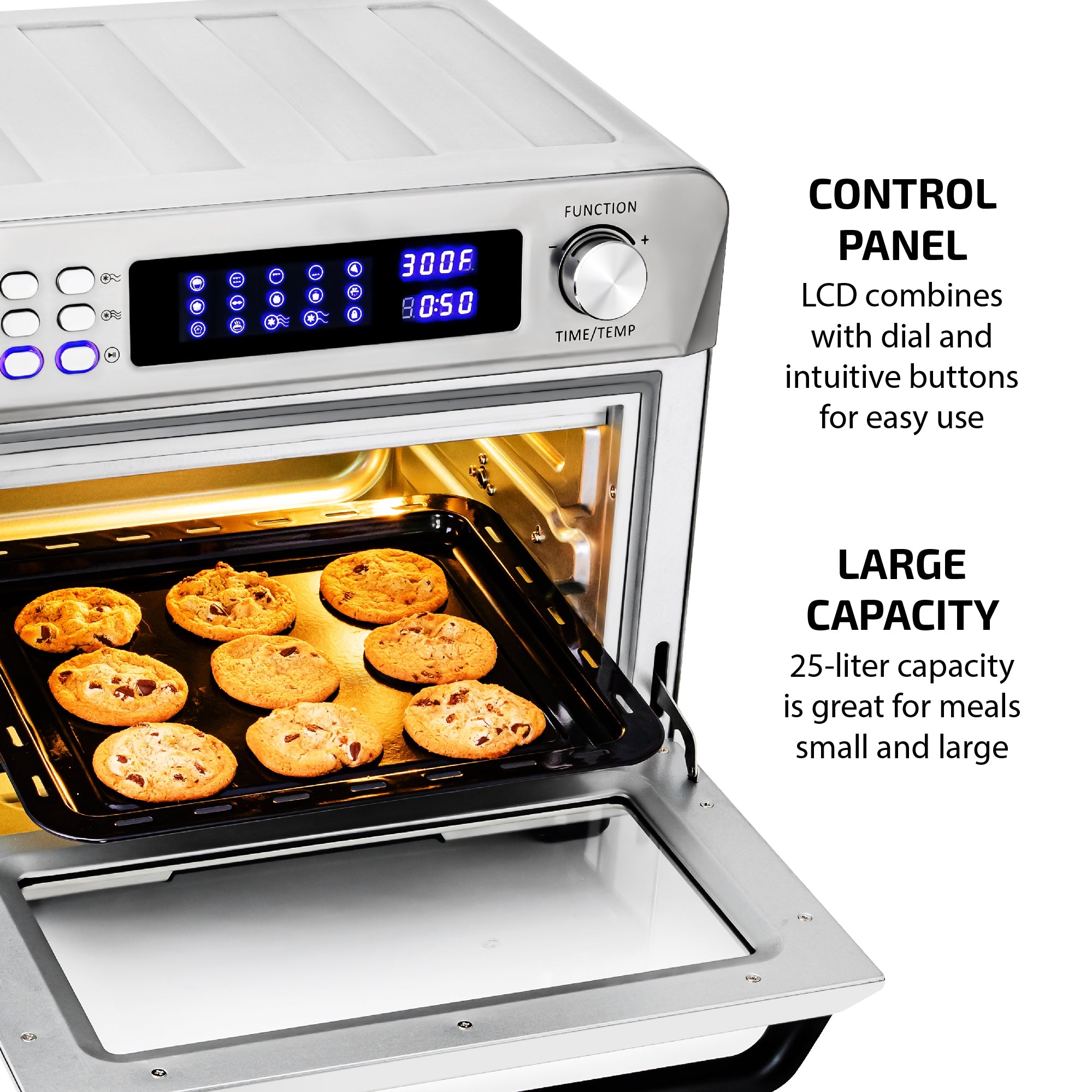Ovente 25L Multi-Function Air Fryer Rotisserie Oven With Digital Screen OFD4025BR