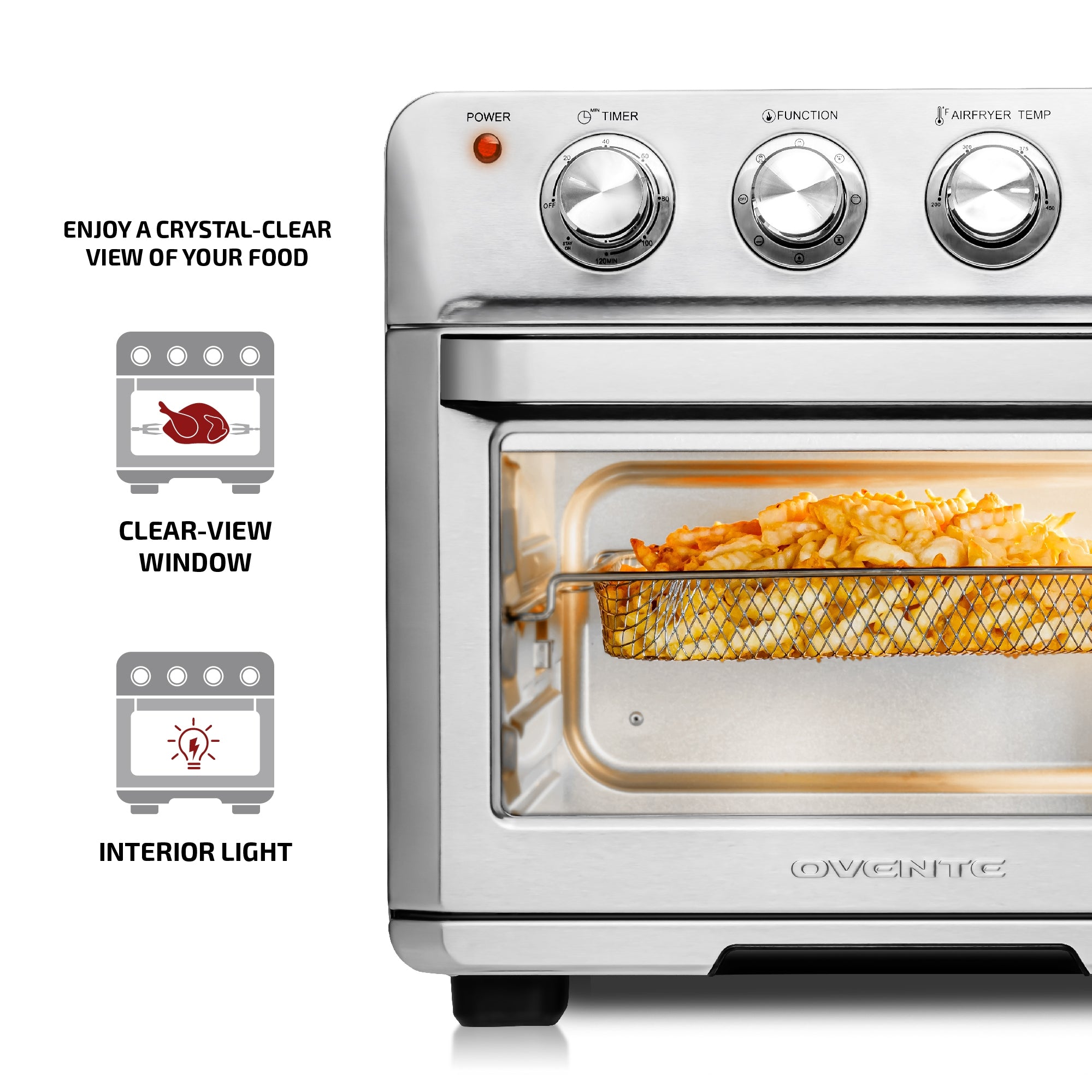 Ovente 25L Multi-Function Air Fryer Rotisserie Oven OFM2025BR