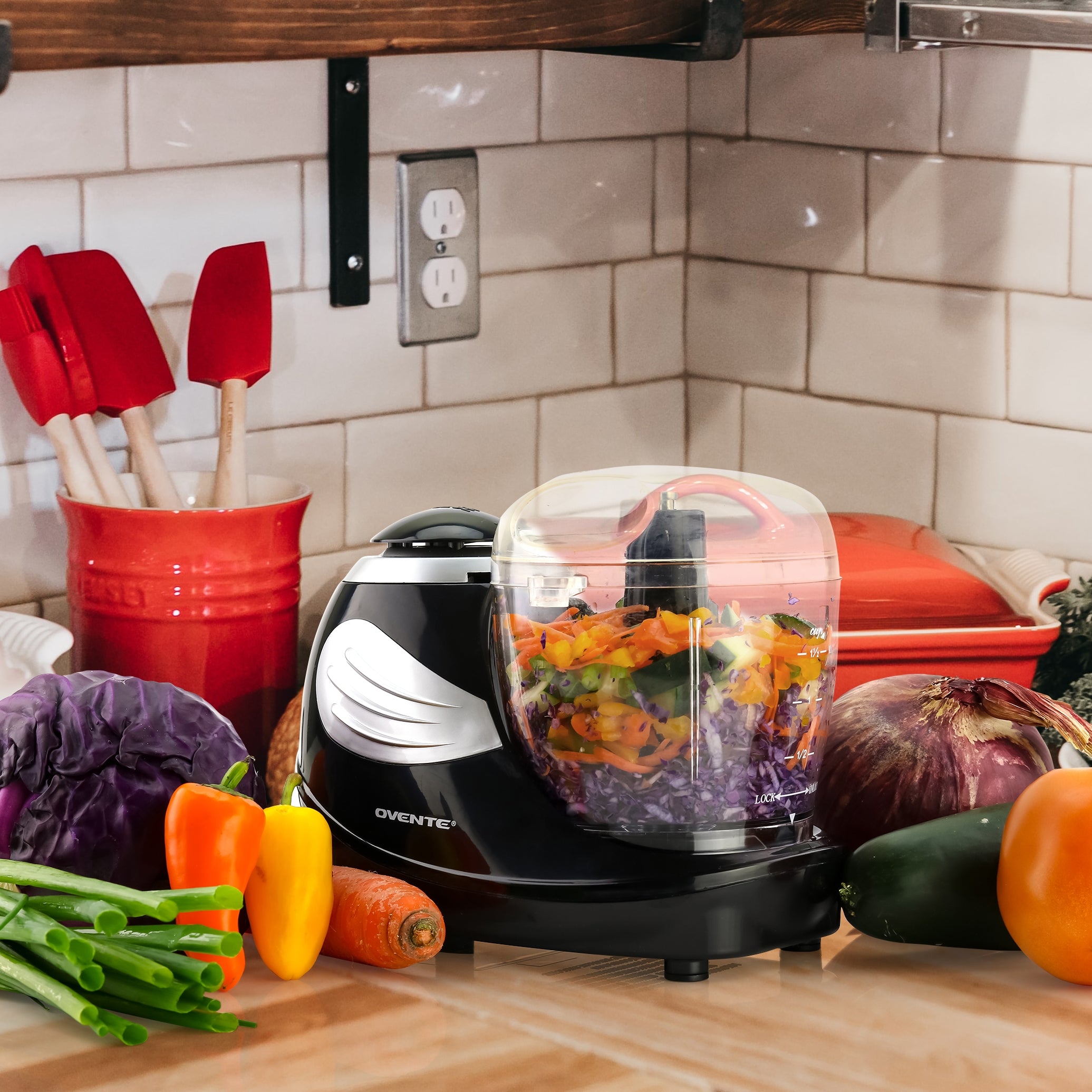 Ovente 1.5 Cup Mini Food Processor PF1007B