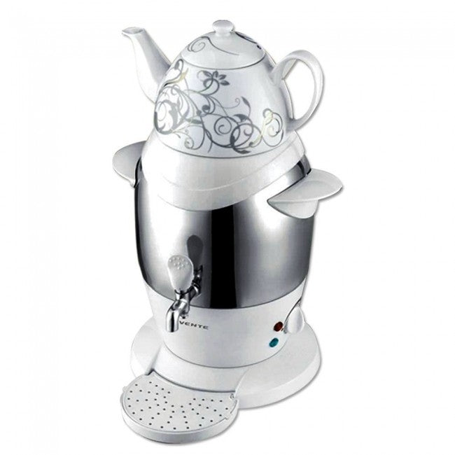 Ovente Stainless Steel Samovar Tea Maker with Ceramic Teapot