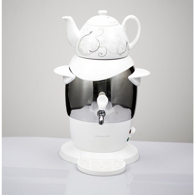 Ovente Stainless Steel Samovar Tea Maker with Ceramic Teapot