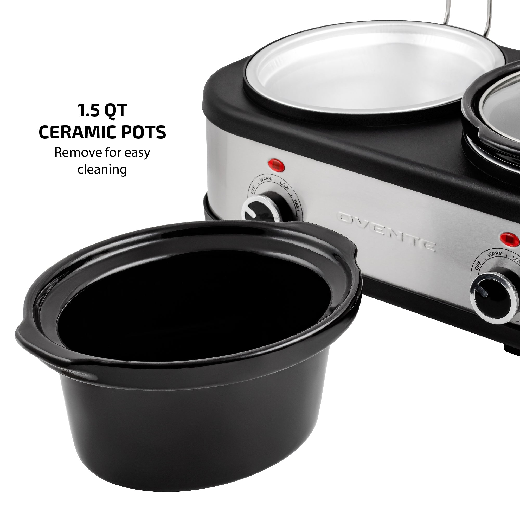 Ovente 3-Station Buffet Server with Slow Cooker Function SLO315CBR