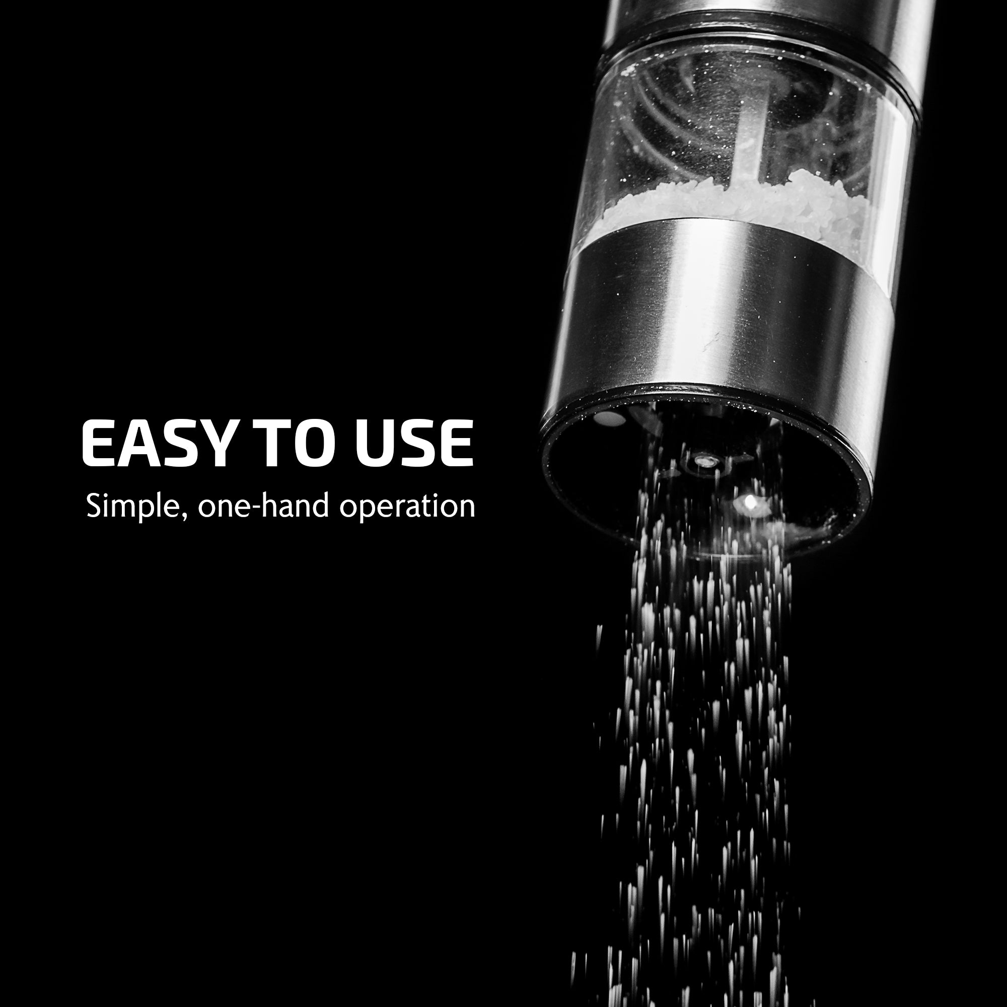 Ovente Electric Stainless Steel Salt and Pepper Grinder Set with Ceramic Blades SPD112S