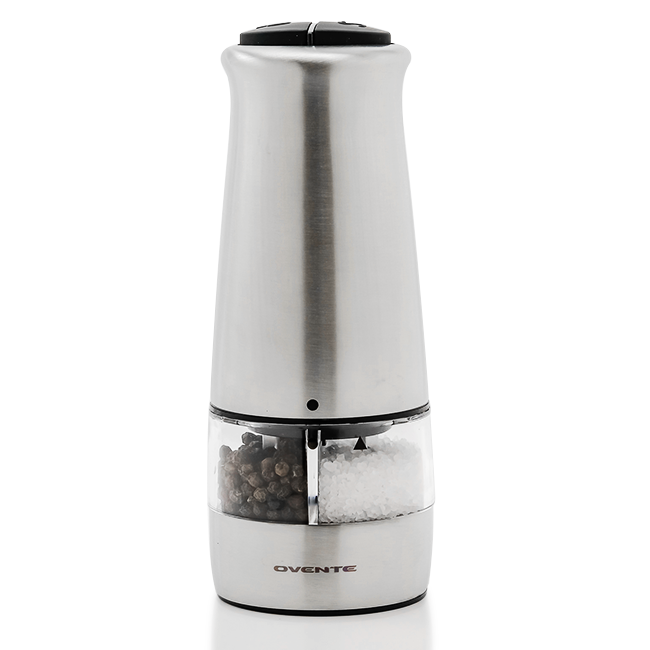 Ovente 2-in-1 Electric Stainless Steel Salt and Pepper Grinder SPD121S