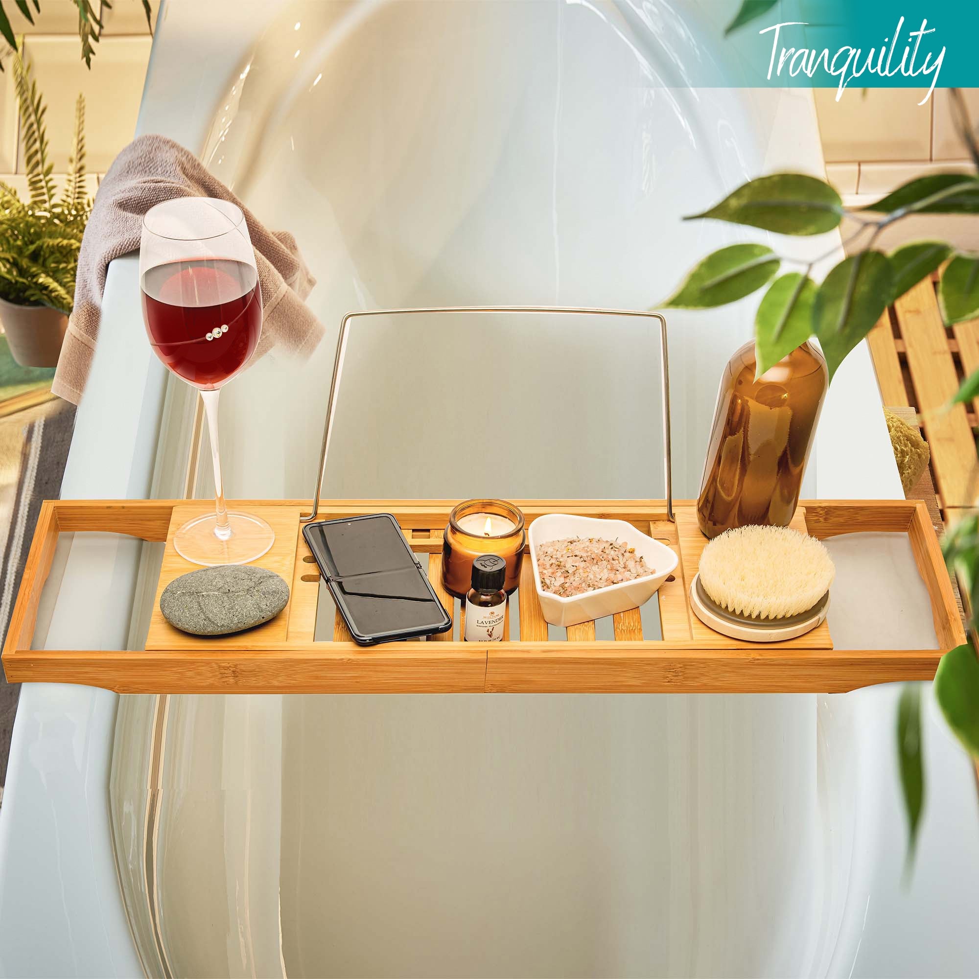 Zinkoo Expandable Bamboo Bathtub Caddy TCB2012B