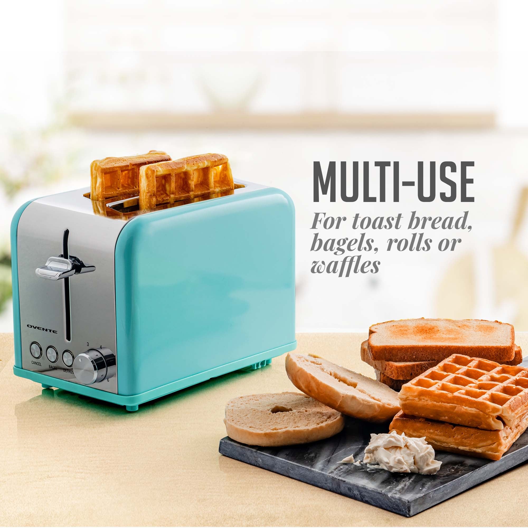 Ovente 2-Slice Toaster with Extra-Wide Slots TS2450T