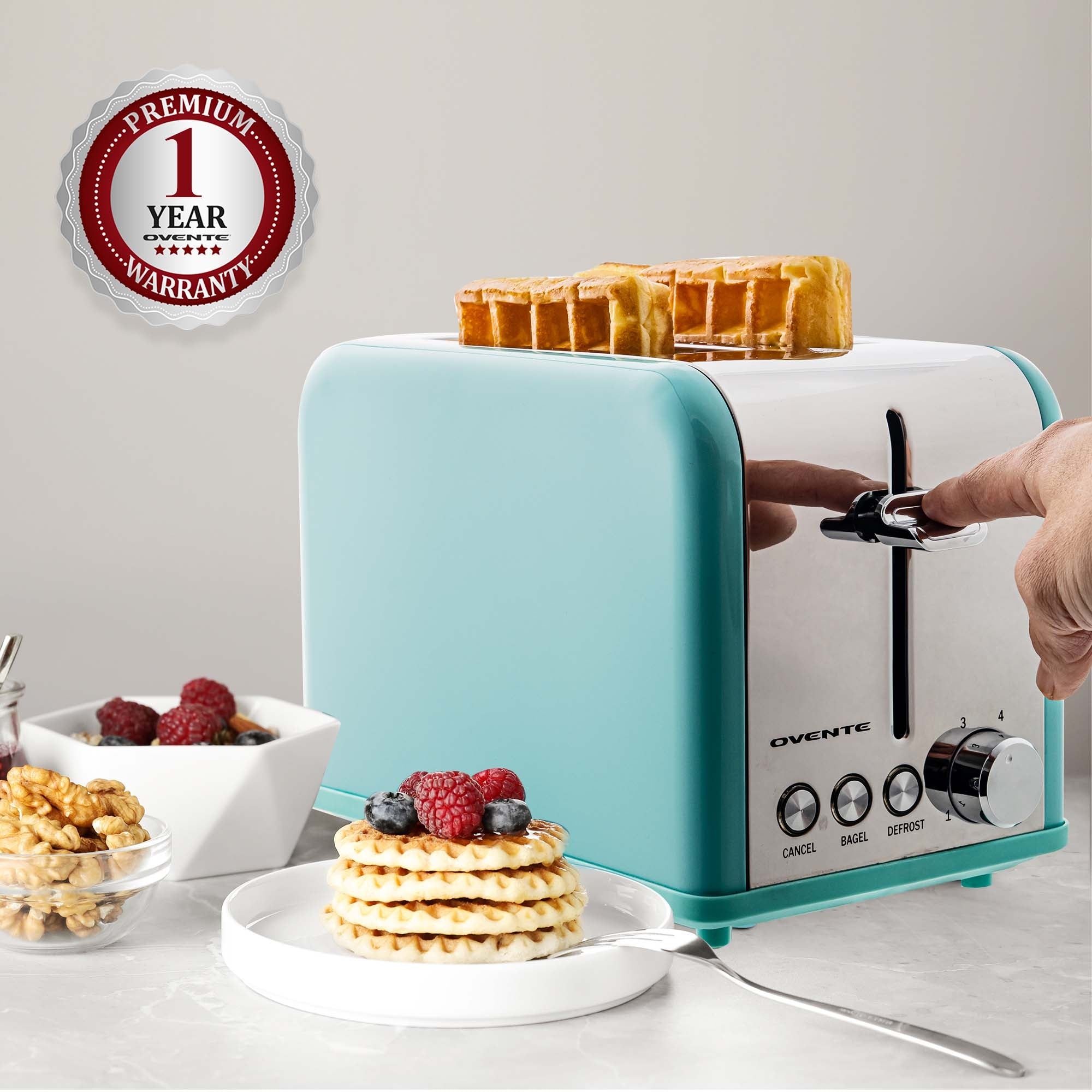 Ovente 2-Slice Toaster with Extra-Wide Slots TS2450T