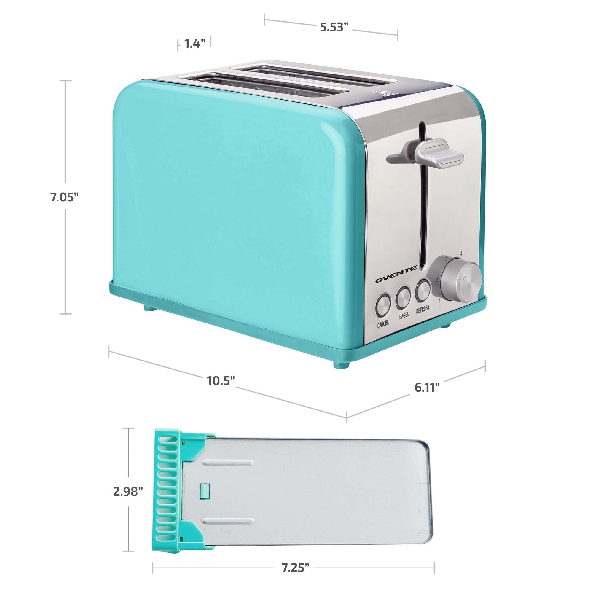 Ovente 2-Slice Toaster with Extra-Wide Slots TS2450T