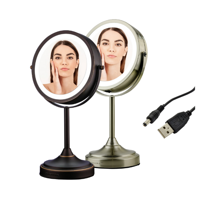 Ovente 7” Double Sided Tabletop Vanity Mirror with LED Light MCTR70
