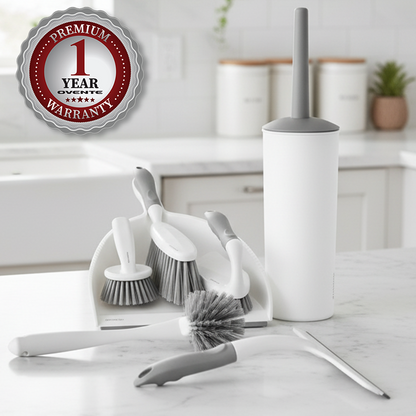 OVENTE 5pcs Scrub Brush Set with Wiper & Dustpan CTB018WGY