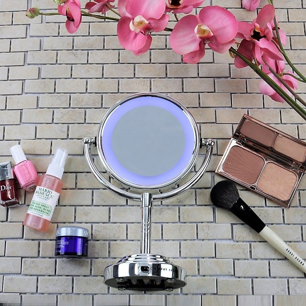 Ovente 6” Double Sided Tabletop Vanity Mirror with LED Light MLT28C