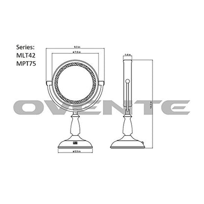 Ovente 7.5” Double Sided Tabletop Vanity Mirror with LED Light MLT42CO