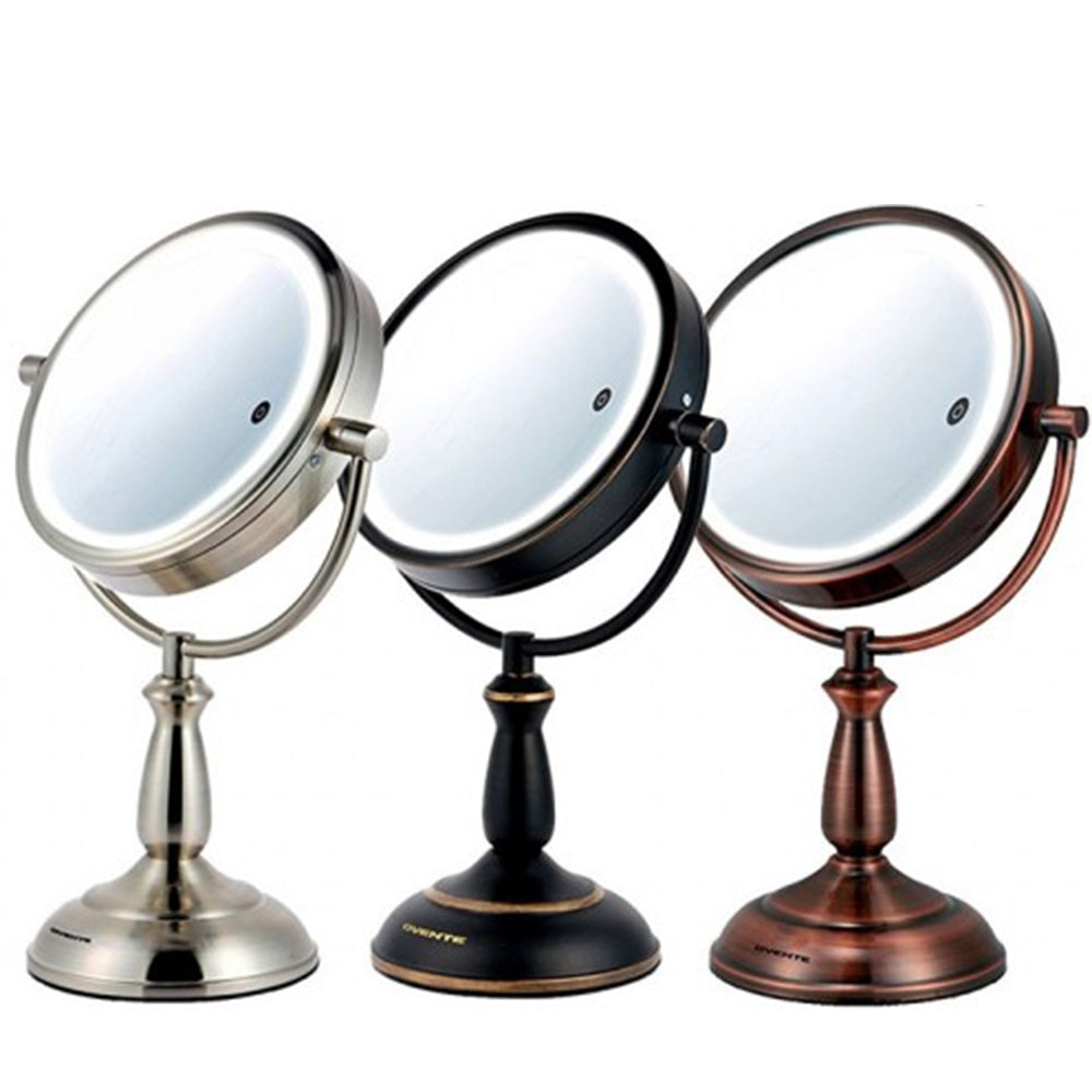 Ovente 7.5” Double Sided Tabletop Vanity Mirror with 3-Tone LED Light MPT75 Series