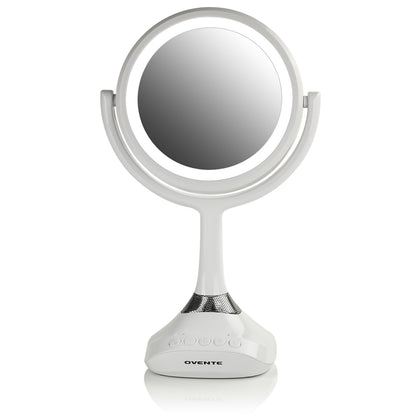Ovente 6” Double Sided Tabletop Vanity Mirror with LED Light and Speaker MRT06 Series