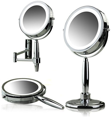 Ovente 8.5” 3-Way Double Sided Vanity Mirror with 3-Tone LED Light MFM85CH1X5X