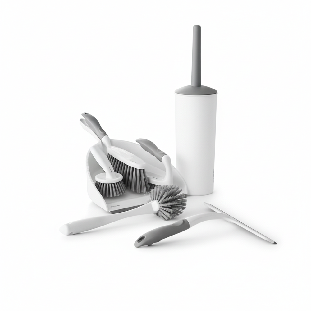 OVENTE 5pcs Scrub Brush Set with Wiper & Dustpan CTB018WGY