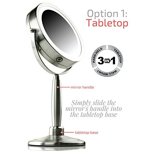 Ovente 8.5” 3-Way Double Sided Vanity Mirror with 3-Tone LED Light MFM85BR1X5X